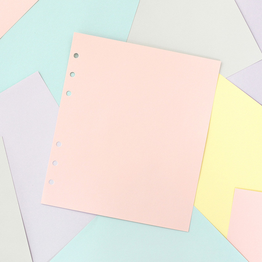 Pastel colored 6-ring A6 wide blank notebook refills set
