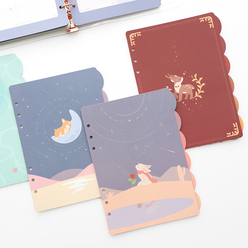 PLEPLE Chou Chou A5 size 6 holes index paper refills set