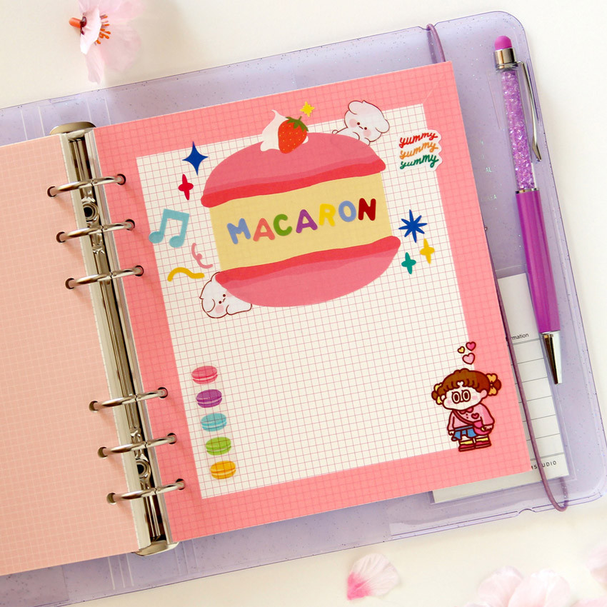 Jam Studio Color wide A6 6 ring grid note paper refill set