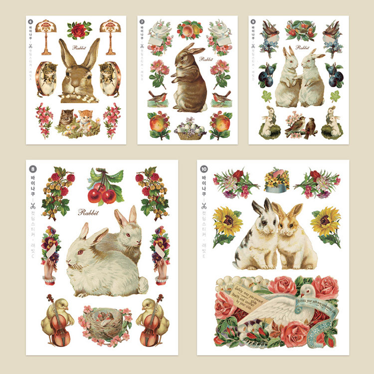 NACOO Rabbit Self-Cut Paper And Clear Sticker Set