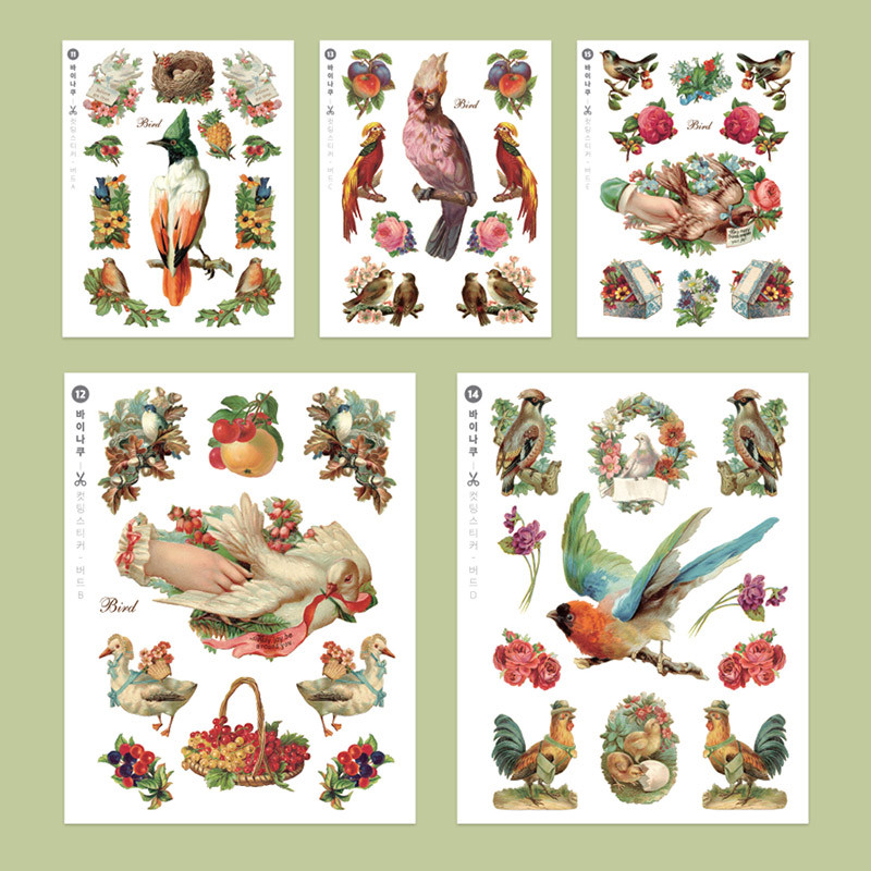 NACOO Bird Self-Cut Paper And Clear Sticker Set