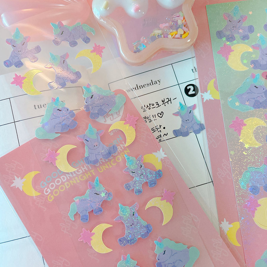 FlyFlyUnicorn Goodnight Unicorn Glitter Paper Sticker 
