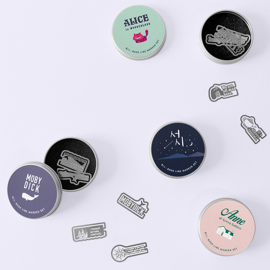 Round Tin Case Steel Bookmark Set