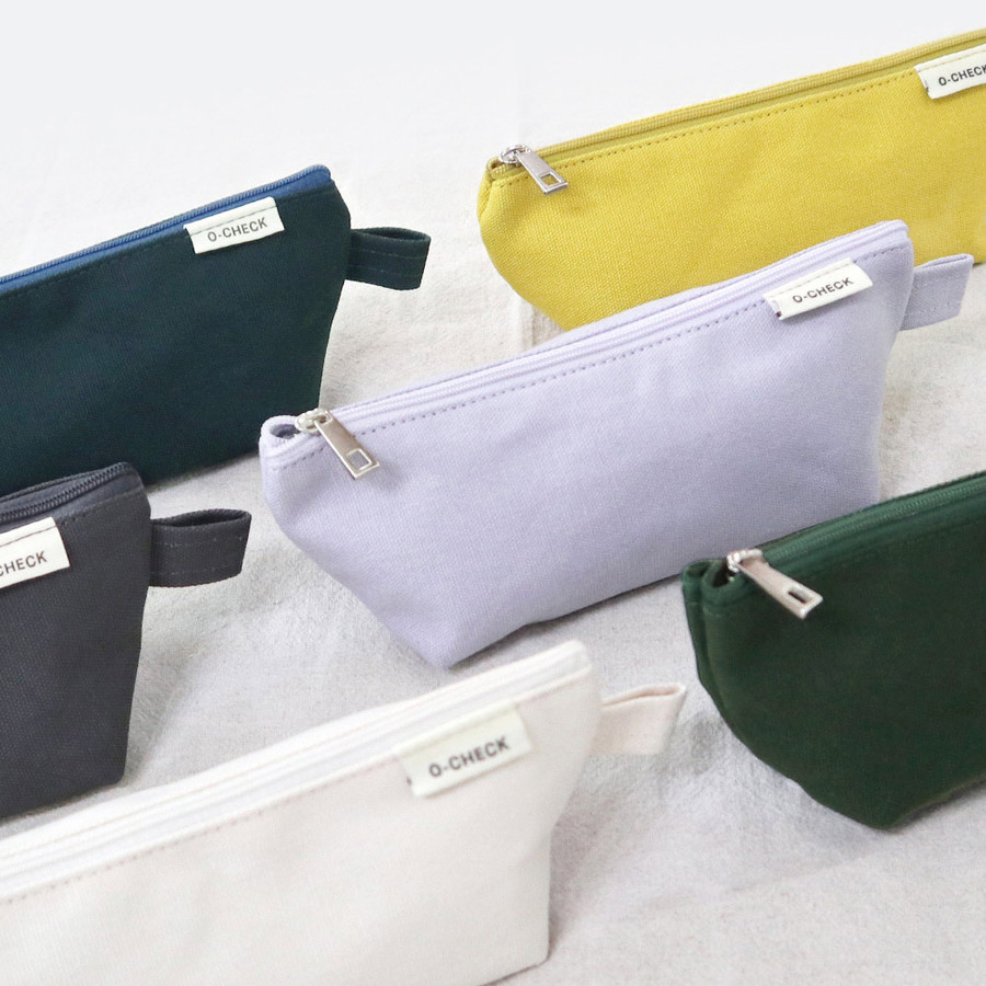 O-check Canvas Standard Zipper Pencil Case