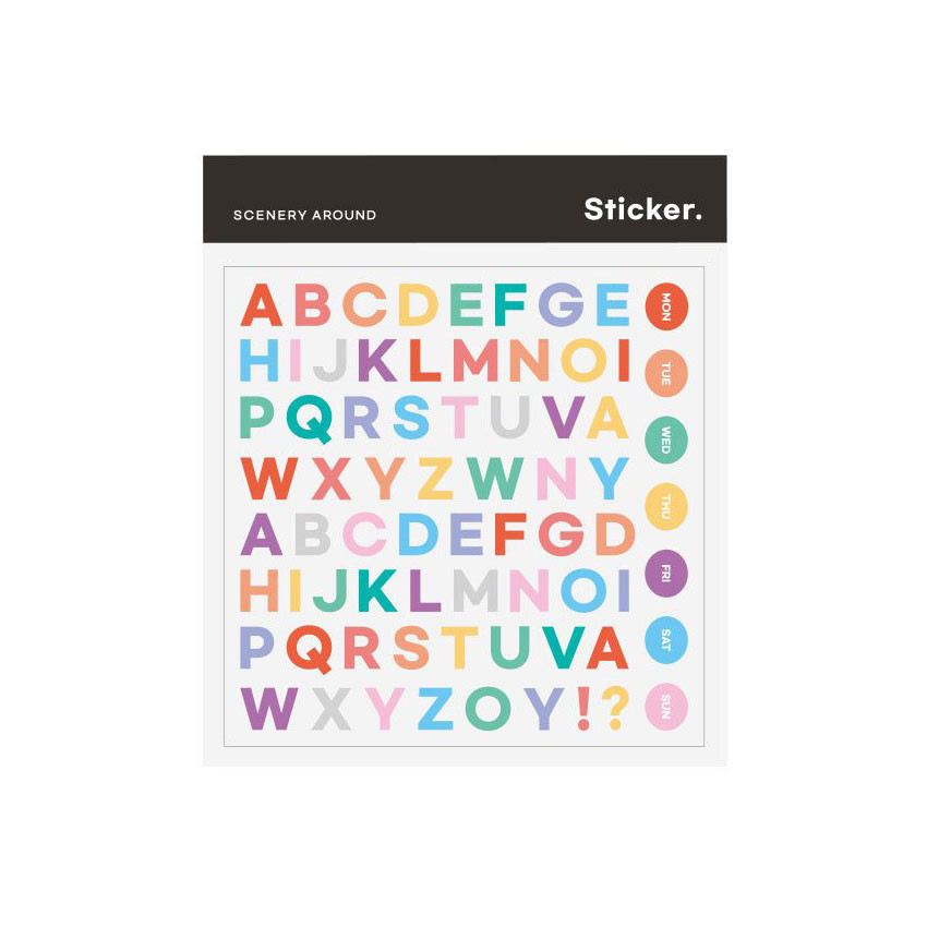 Uppercase Color Alphabet Glitter Sticker