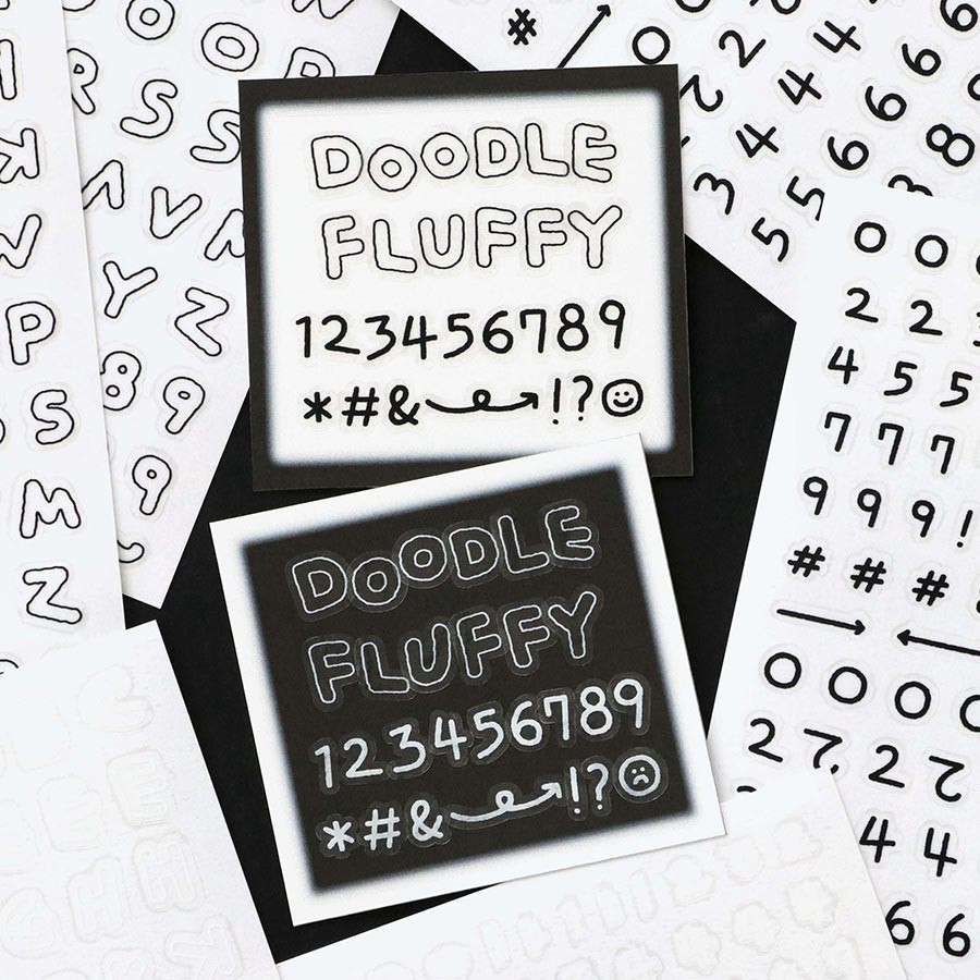 ICONIC Fluffy Alphabet Number Clear Sticker Pack