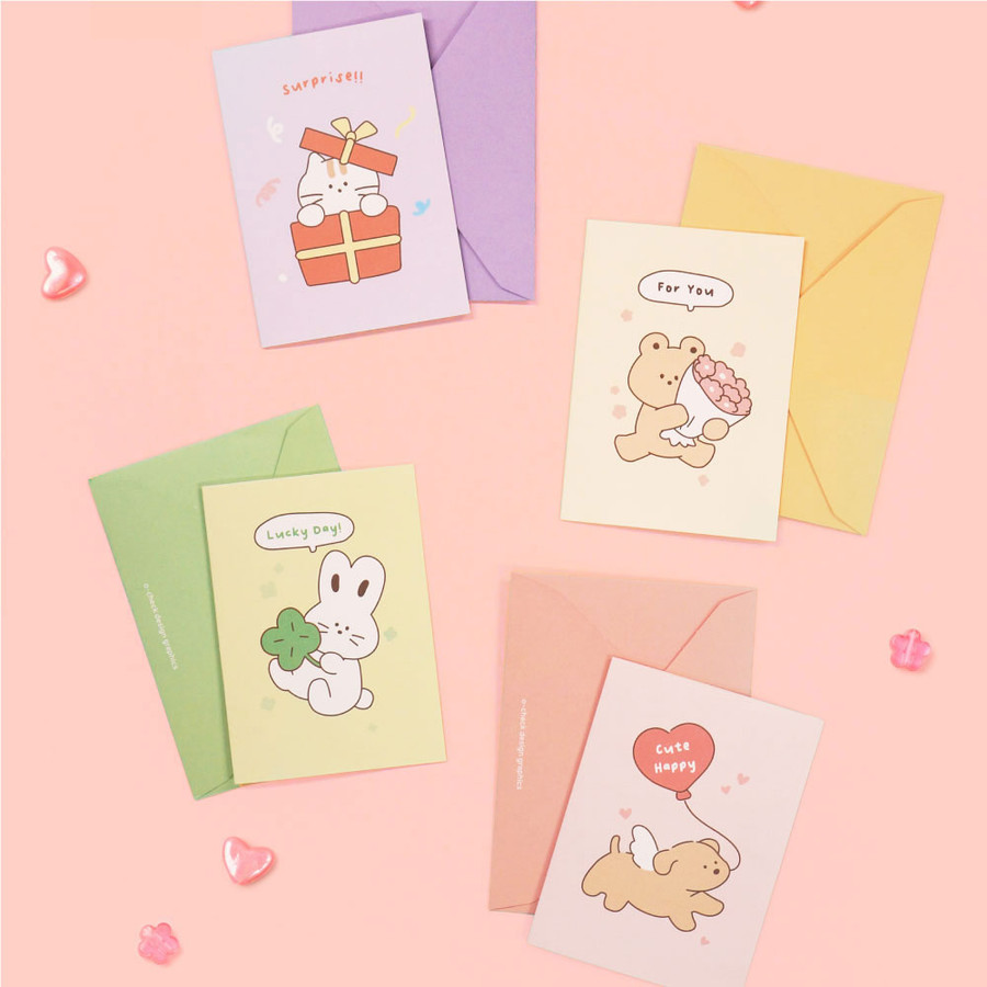 O-CHECK Warm-hearted Small Card Envelope Set