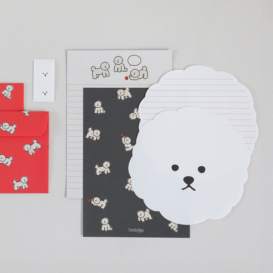 Dailylike Downy Bichon Shape Letter Envelope Set
