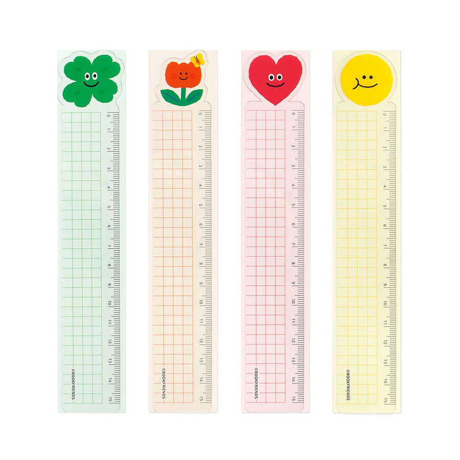Bookfriends Smile Grid 15cm Ruler Clear Bookmark