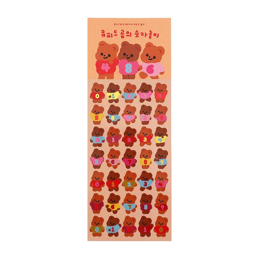 pureureum design Cupid Bear's Glossy Number Sticker