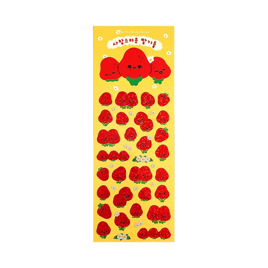 pureureum design Sweet Strawberry Holographic Sticker