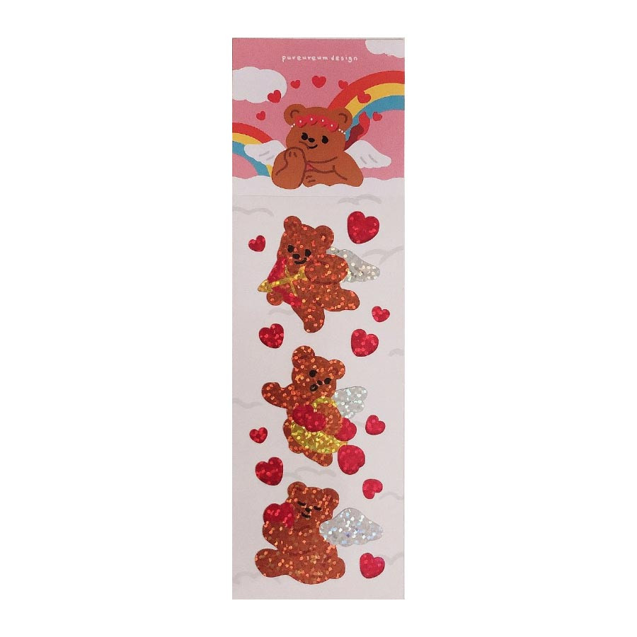 pureureum design Big Cupid Bear Holographic Sticker