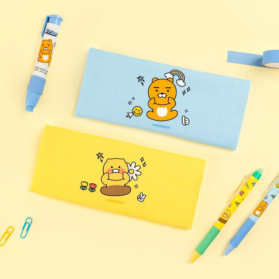 Kakao Friends Say Cheese Fabric Flat Pencil Case