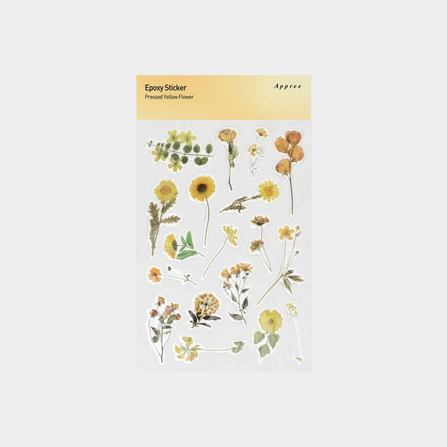 Appree Yellow Pressed Flower Epoxy Sticker