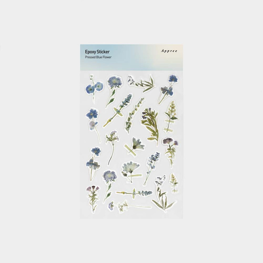 Appree Blue Pressed Flower Epoxy Sticker