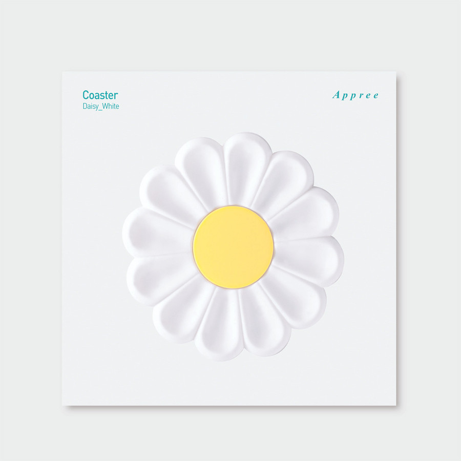 Appree White Daisy Flower Silicone Coaster