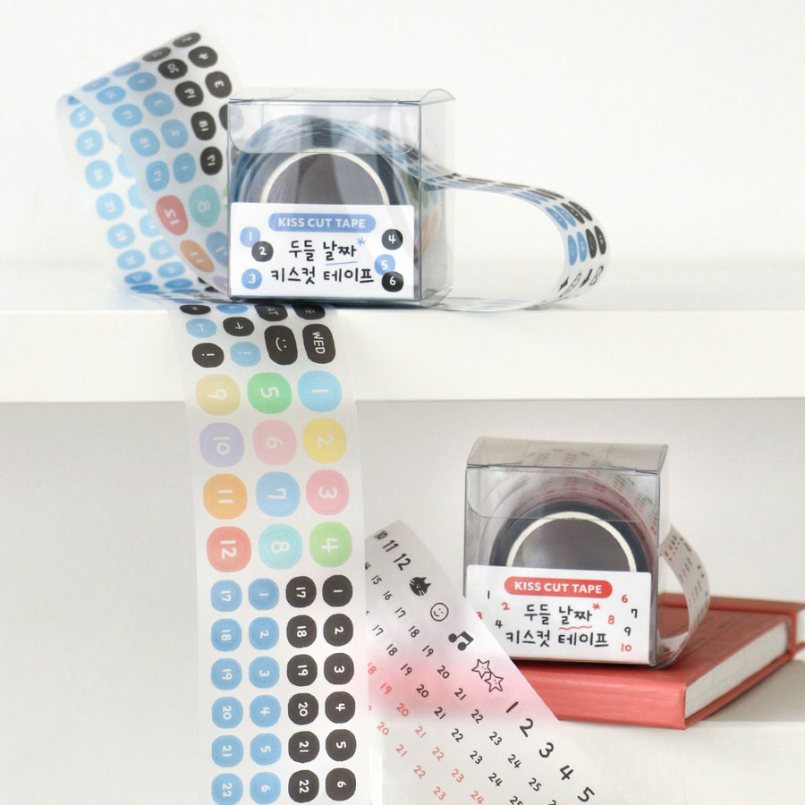 Dispenser Package - ICONIC Doodle Kiss Cut Date Sticker Tape Roll