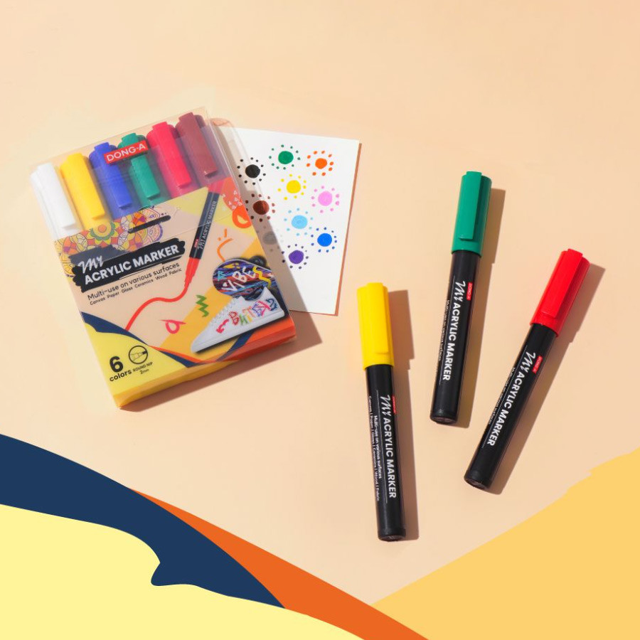 Dong-A My Multi-Surface 6 Color Acrylic Paint Marker Set