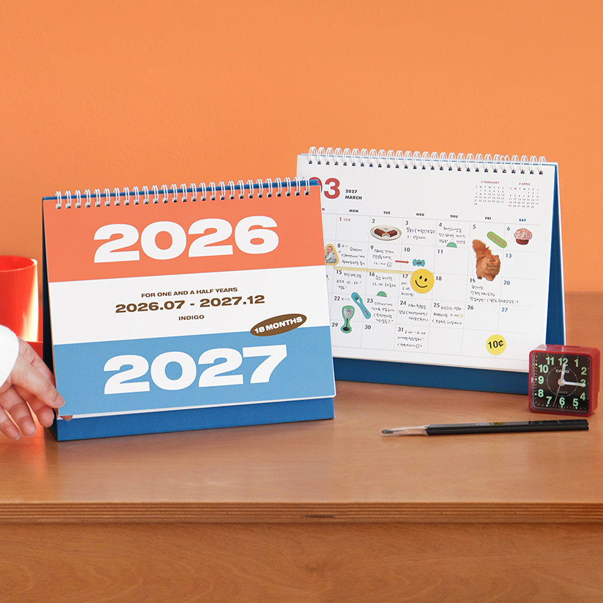 18 Months Calendar - Indigo 2026-2027 Gibon 18 Months Desk Calendar