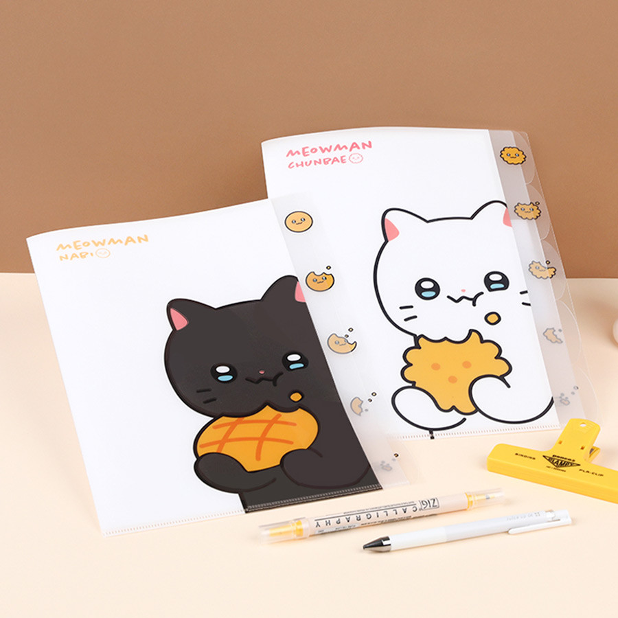 Meow Man Cute Cookie Cat 5-Pocket A4 Document Organizer