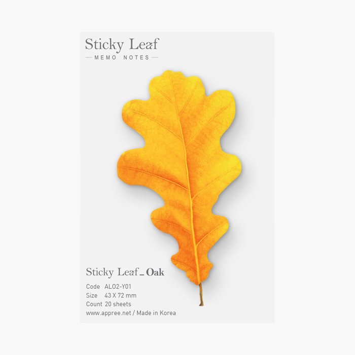 Appree Oak leaf yellow sticky memo notes Small