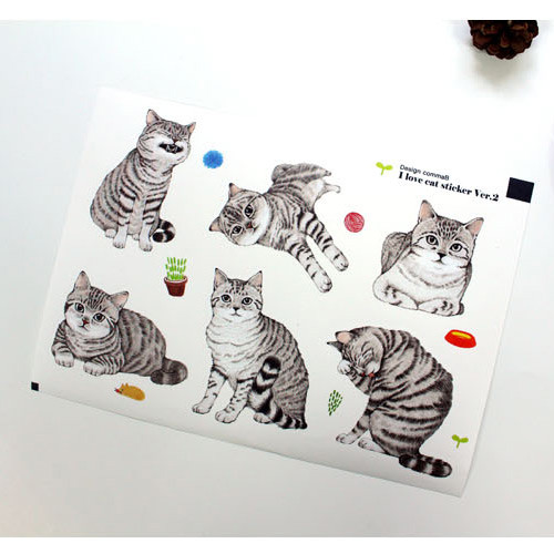 I love cat adhesive deco sticker 2 sheet ver.2 