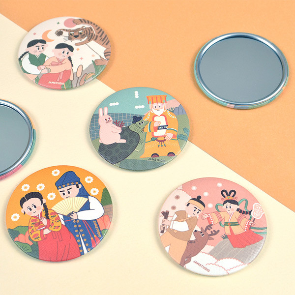 Korean fable pocket round handy mirror