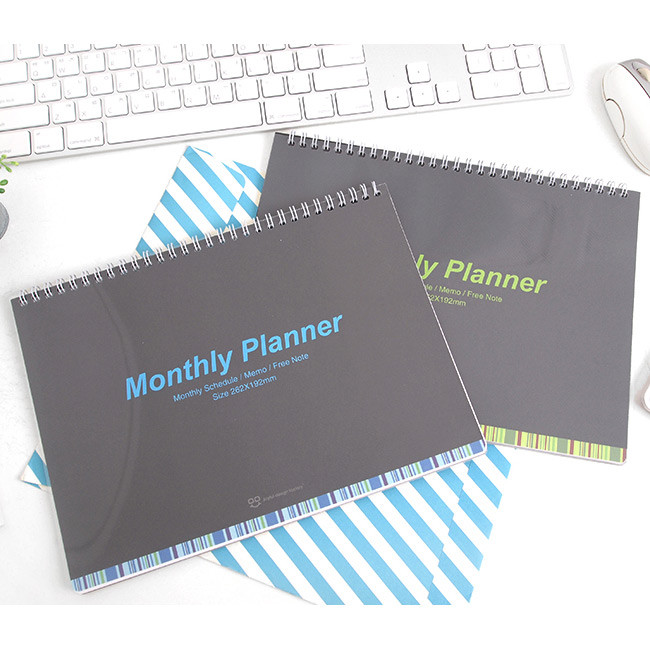 Wirebound undated monthly desk planner
