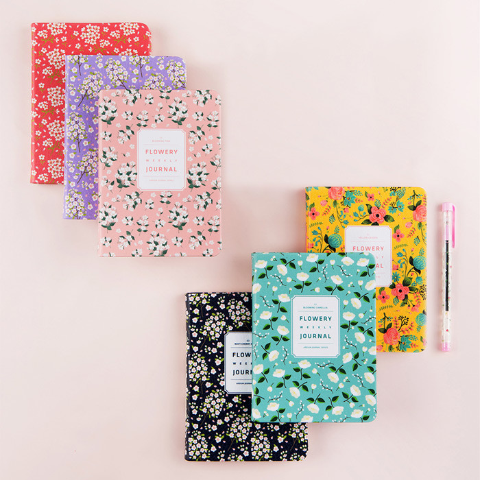 Premium flower pattern weekly undated small journal