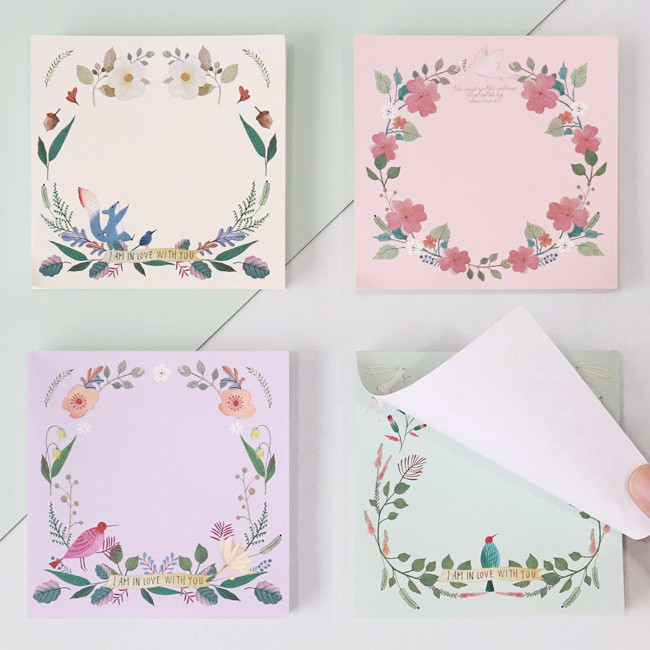 Indigo Willow flower pattern memo notepad
