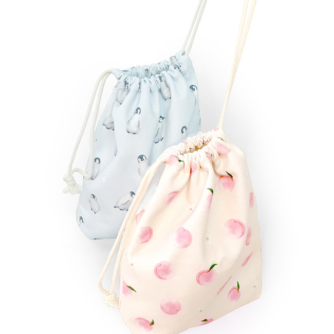 O-check Pattern large cotton drawstring pouch