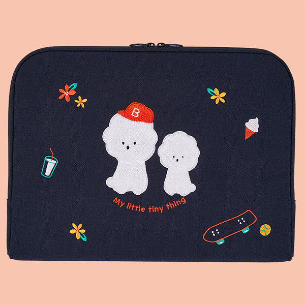 Bichon Frise boucle canvas iPad laptop pouch case