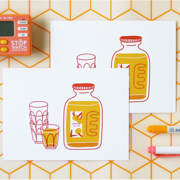Jam Studio Orange juice message card with envelope