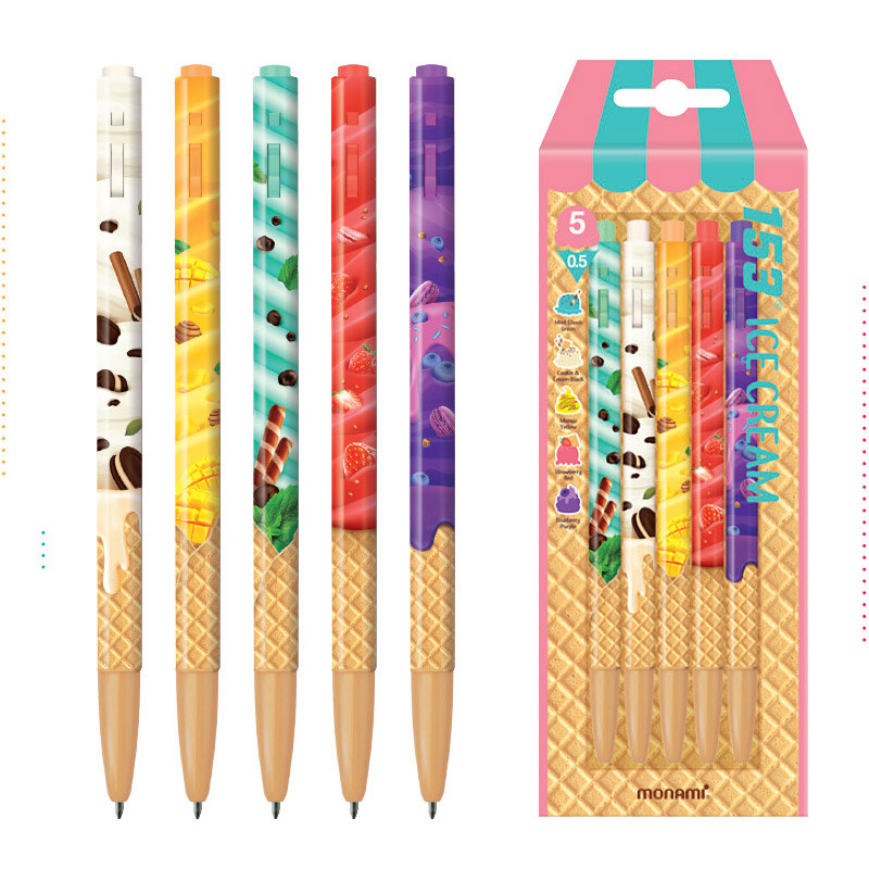 MONAMI 153 icecream knock retractable ballpoint pen set