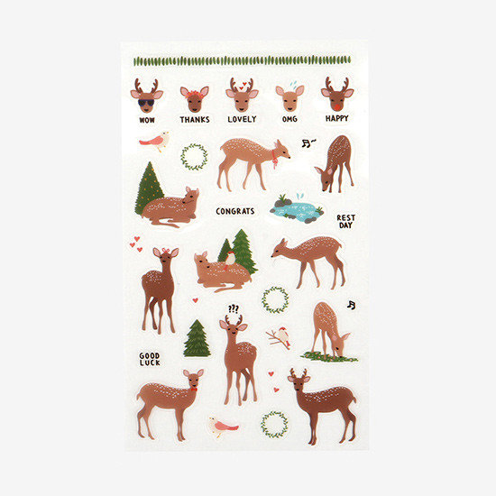 Daily transparent deco cute sticker - Deer
