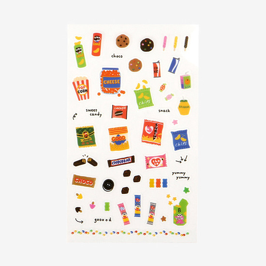 Daily transparent deco cute sticker - Snack
