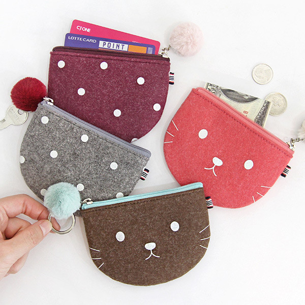 Indigo The Basic portable felt coin zipper pouch case ver.5