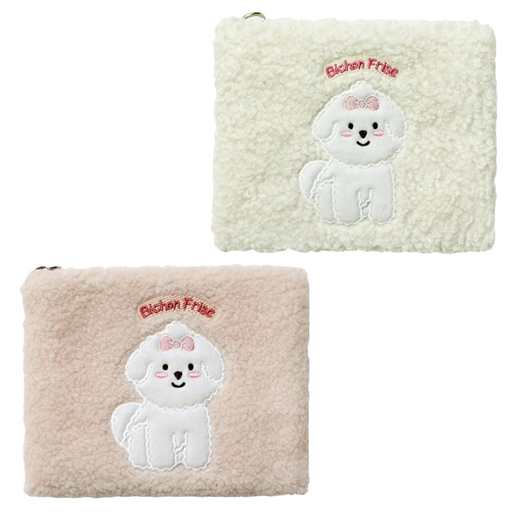 With Alice Bichon Frise slim square zip pouch