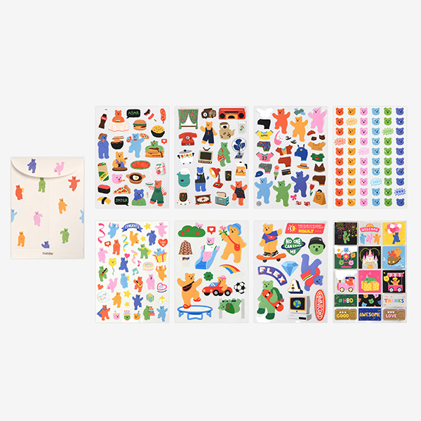 Dailylike Jelly bear removable deco sticker set of 8 sheets