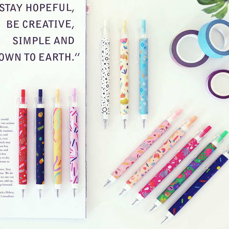 O-ssum knock retractable ballpoint gel pen with clip