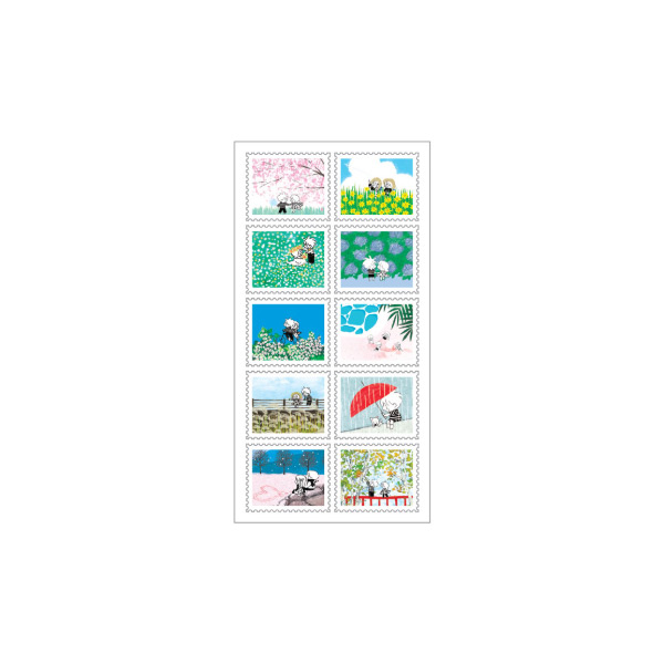 DESIGN GOMGOM Horizontal post stamp adhesive sticker sheet