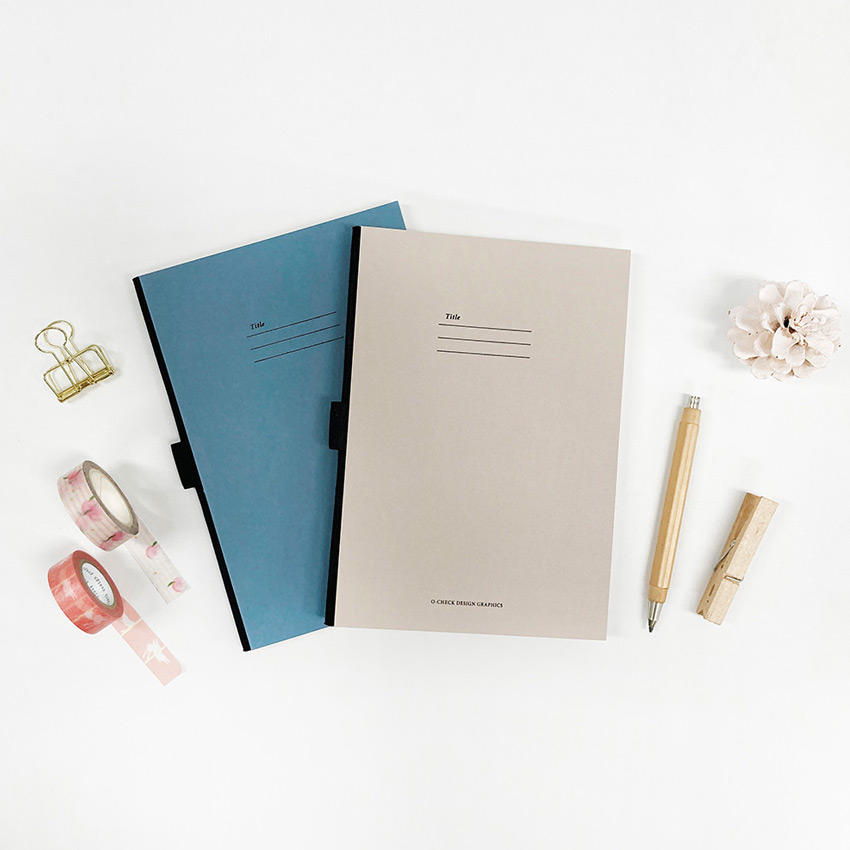 O-check Hardcover blank notebook with a pen holder