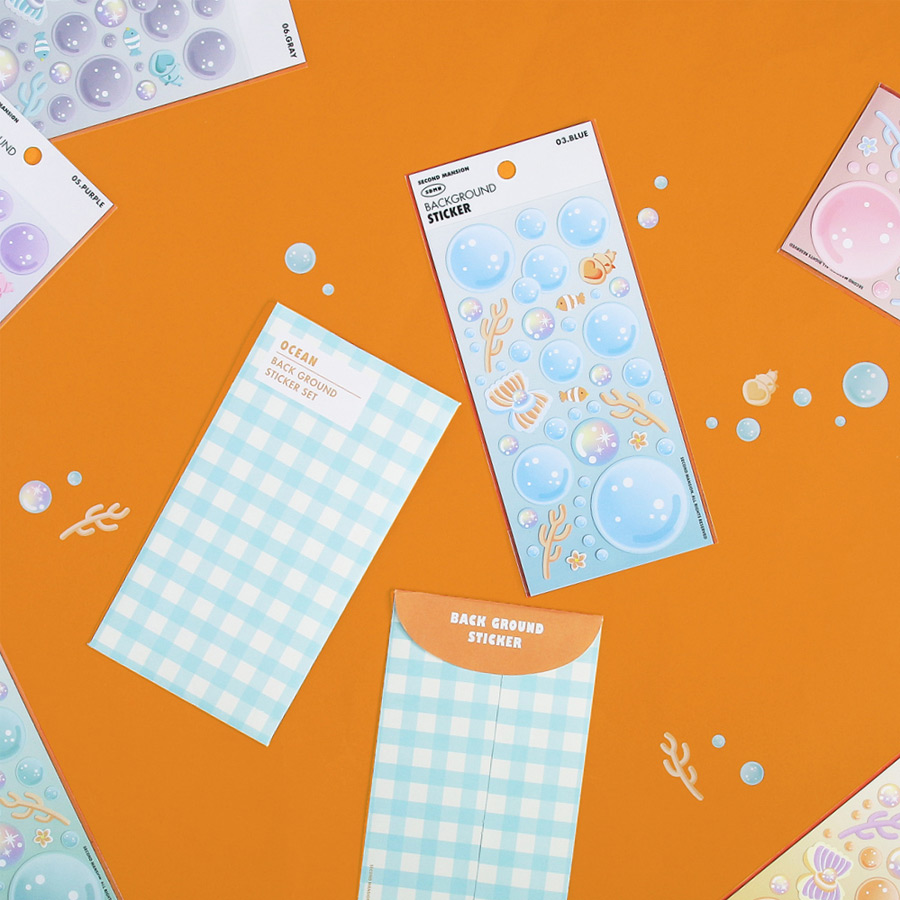 Background Ocean Removable Paper Sticker Pack 01-06
