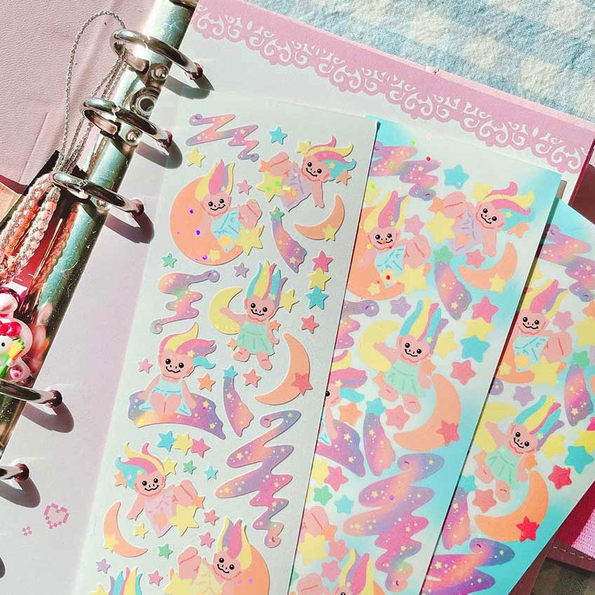 FlyFlyUnicorn Starry Troll Girls Glitter Paper Sticker