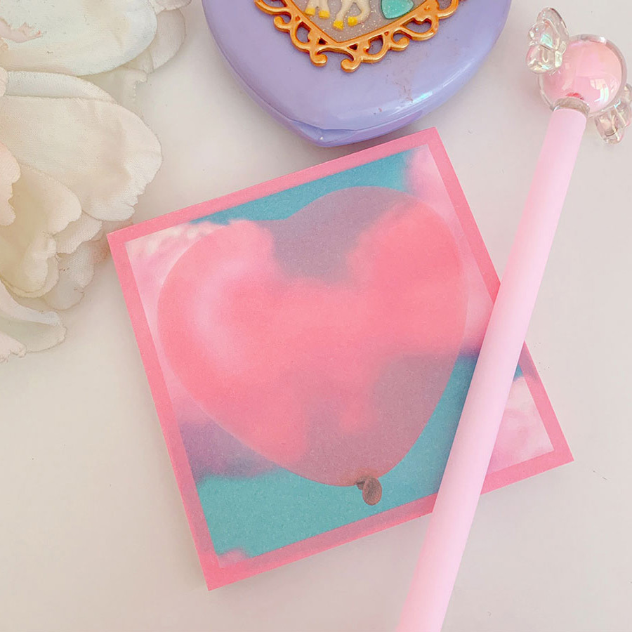 FlyFlyUnicorn Pink Heart Balloon Writing Notepad