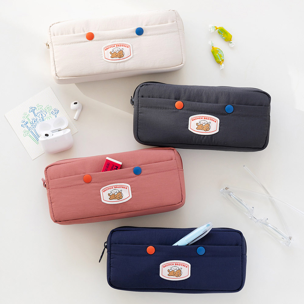 ROMANE Poodle Snap Button Zipper Pencil case