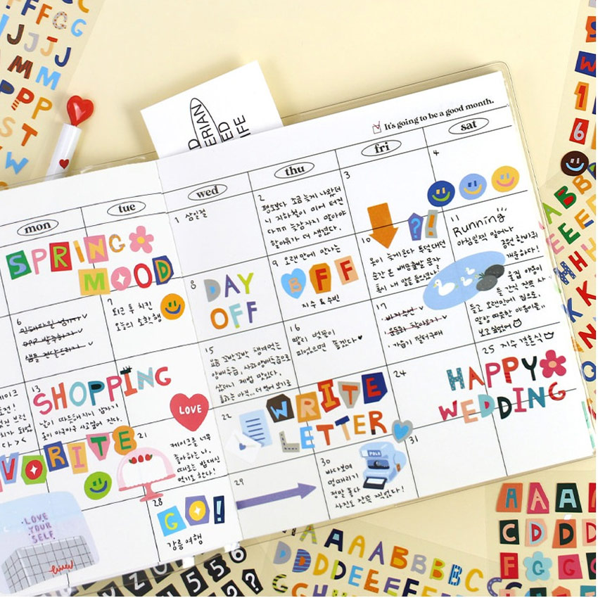 Paperian Color Recipe Upper Case Alphabet Removable Sticker