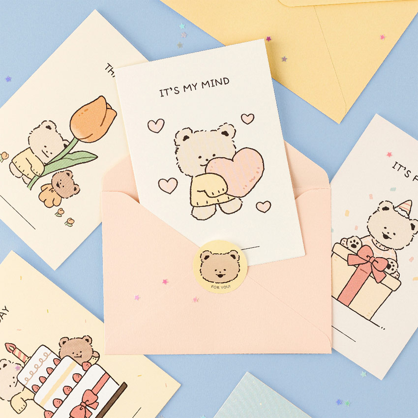 Dash And Dot Busisi Bear Message Card and Envelope Set