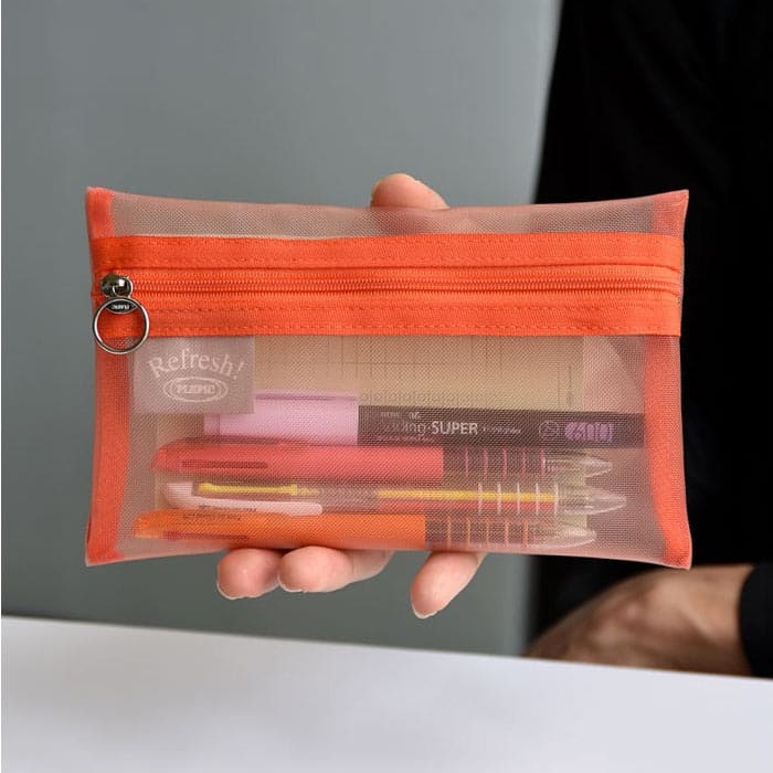  poksi Transparent Pencil Pouch with fine quality, Made of  Mesh Material