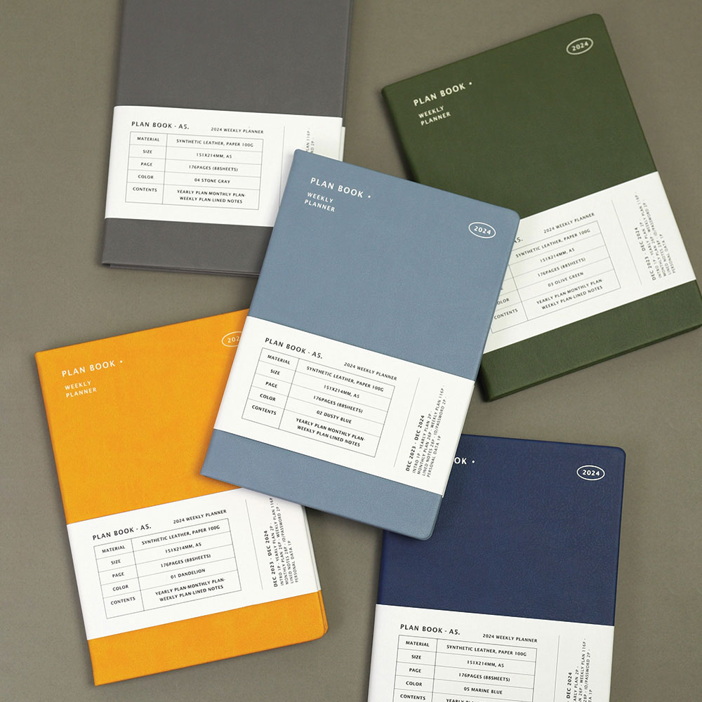 2024 Simple A5 Hardcover Dated Weekly Planner